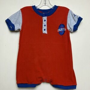 Vintage Starter Baby 24 Months Shorts Romper Red Blue Grey Colorblock Spellout
